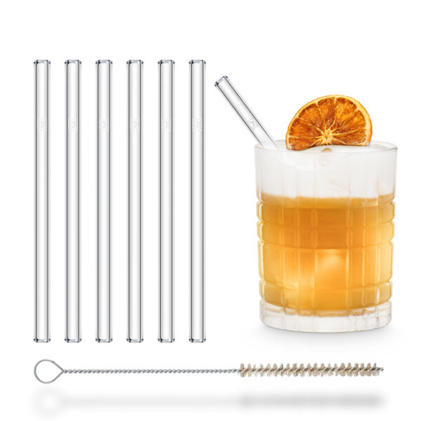 Whisky-sour-Cocktail-Glas-Trinkhalme-kurze-strohhalmen-15cm-klein-small-glass-straw-tumbler-christmas-gift-HALM